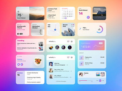 Daily Widget 2020 trend app clean clean design design glassmorphism gradient icon instagram kit minimal uikit widget