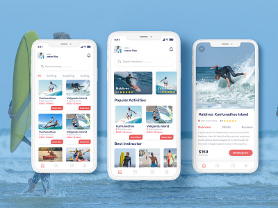 Surfing mobile App agency app color creative service surfing app