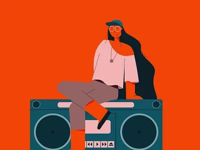 Ghettoblaster beat cool fashion ghettoblaster hipster illustration illustrator music musik sound woman