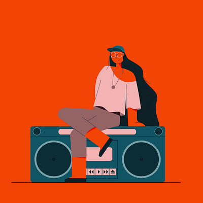 Ghettoblaster beat cool fashion ghettoblaster hipster illustration illustrator music musik sound woman