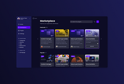 Marketplace dark clean dark mode dark theme design marketplace ui