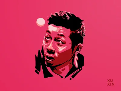 Xu Xin ittf ping pong table tennis vector vector illustration xu xin