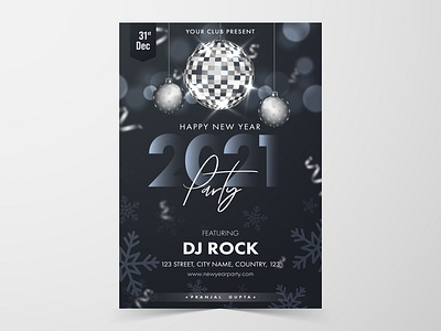 New Year Part Flyer 2021 2021 trend branding christmas christmas card christmas party colors design dribbble dribbble best shot graphics illustrator minimal new year party flyer popular shot poster typography vector