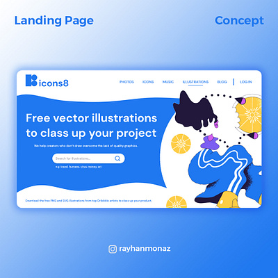 Icons8 Landing Page Concept design illustration ui ux vector web website