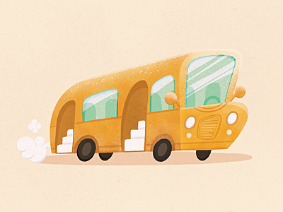 VrooM! 2d bus cute graphic design illustration procreate sketch vehicle