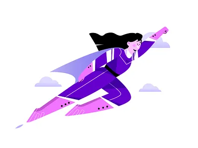 Off to a Flying Start character flying illustration lifestyle people people illustration superhero superwoman vector vector illustration