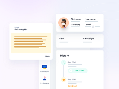 Following up via email app contact design details email email marketing interface minimal mobile modal window modals product profile ui ux