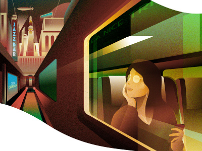 Train Travel - Last unused sketching artdeco cityscape dusk excitement illustration train traveling