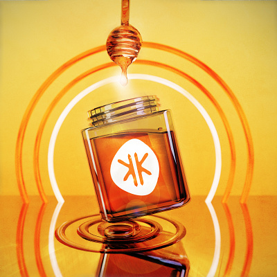3D glass honey jar 3d 3d art branding design glass graphic graphicdesign honey logo modeling neon poster yellow