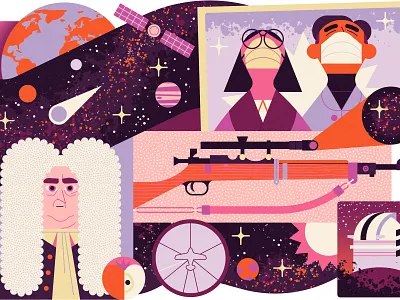 Astronomy astronomy character digital editorial folioart illustration owen davey physics texture