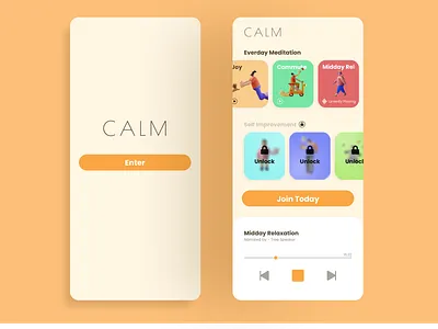 Meditation App audio player calm daily ui meditation music player