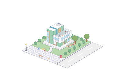 Suburban house building isometry vector