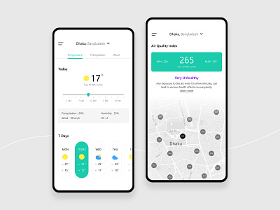 Weather App UI/UX Design app aqi map mobile app design mobile ui temperature ui uidesign ux uxdesign weather