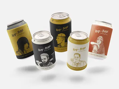 Hop Boys Cans beer beer can beer logo brewery can design hops logo portrait
