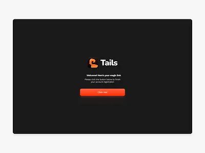 Tails - e-mail magic link dark mode button care dark mode email link log in magic orange pet register shiny template ui ux