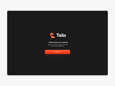 Tails - e-mail magic link dark mode button care dark mode email link log in magic orange pet register shiny template ui ux