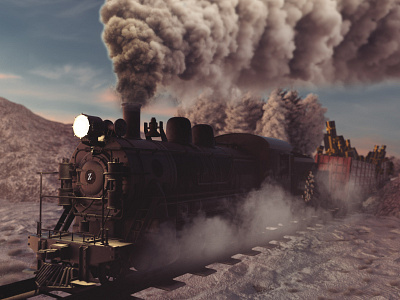 Winter Train in the Snow! 3d 3d art 3d modeling branding c4d christmas cinema 4d holiday holiday design octanerender shipping snow train winter