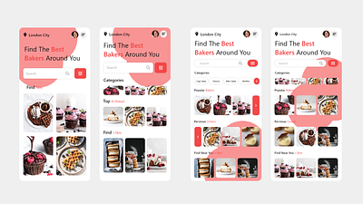 Bakers App android baker branding cake design food graphics grid ios mobile app orange ui ux web