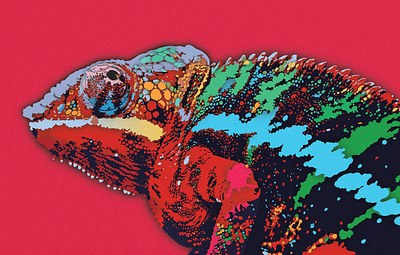 Rainbow Chameleon animal chameleon cutout design iguana illustration lizard paper papercut pink red reptile texture tropical vector