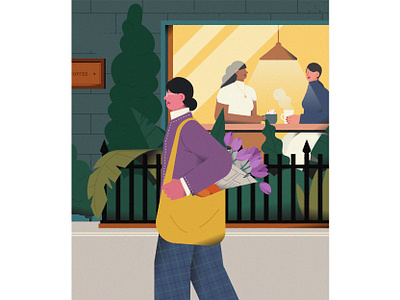 On the Way Home character city design flat girls graphic illustration illustrator life vector