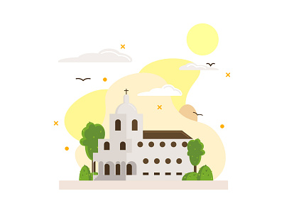 Ceiba de Guadalupe catholic christ church el salvador faith flat flat design flat illustration flat vector illustration temple vector