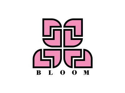 Bloom brand identity brand logo branding floral flower logo minimal logo pink thick lines wordmark