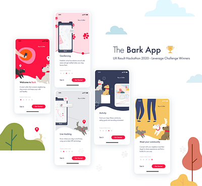 The Bark App - UX/UI case study app application brand design brand identity branding casestudy design dogs hackaton product design research ui uidesign uiux user experience user interface design ux ux ui uxdesign visual design