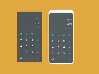 DailyUI 004 app calculator daily 100 challenge daily ui dailyui dailyuichallenge design green grey illustration mobile mobile app neomorphism ui yellow