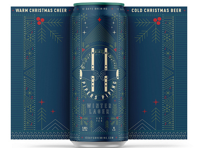 12 Days of Brewing :: 11 Pipers Piping 12daysofchristmas beer beer can branding brewery christmas lineart music pattern winter