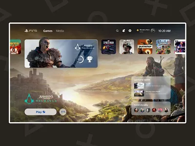 Playstation 5 Redesign assassins creed consol consol ui consol ux game gamer games home play game playstation playstation4 playstation5 smart tv sony tv ui ux vanhalla