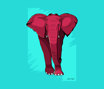 Pink Elephant blue design elephant illustration pink red vector