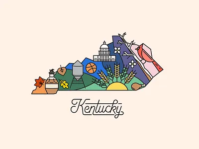 Kentucky Things blantons bourbon branding capitol cardinal design font illustration minimal script state vector