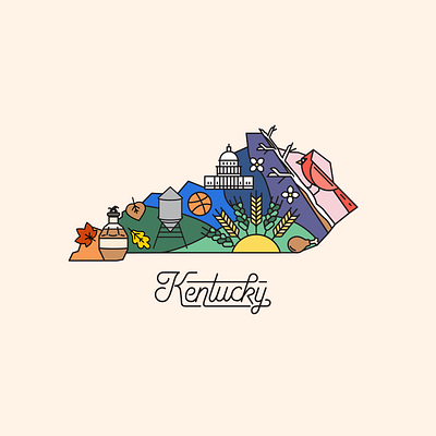 Kentucky Things blantons bourbon branding capitol cardinal design font illustration minimal script state vector