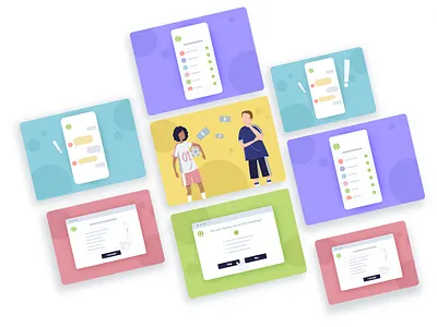 Colorful UI Card Thumbnails ai bubbles colorful art flat art illustration illustration art illustrator sport sports logo ui ui ux ui design uidesign uiux vector