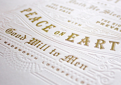 Then Pealed the Bells Letterpress bells blind christmas deboss design embossed gold goodwill letterpress peace print religion type typography