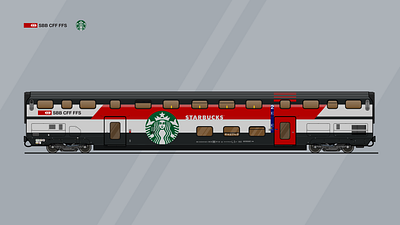 SBB Starbucks coach illustration rail red train