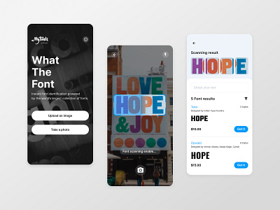 What The Font Mobile App Concept app design clean clean ui concept font fonts mobile app mobile ui scan ui ux