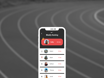 Leaderboard app dailyui dailyuichallenge flat minimal nike nike running ui uidesign uiux