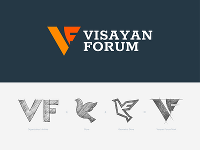 Visayan Forum Logomark brand design brand identity dove graphic design identity design logo logo design logo sketch logomark symbol visayan forum visual identity