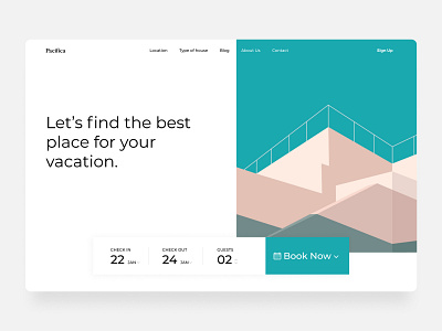 Pacifica Header Concept branding branding agency clean website header hero image hotel website header logo resort website design resort website header teal tan uidesign website design website header