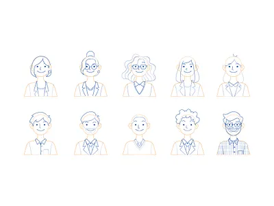 Avatars avatar cartoon company cute fun happy illustraion kids lines love men peoples smile women