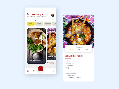 Food Recipe App - Mommycipe app design food app food recipe mobile mobile app design mobile design mobile ui modernui ui uidesign uiux ux