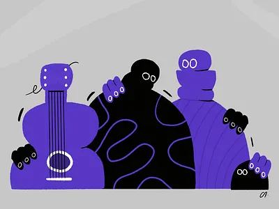 Una familia de músicos character character design colors design familia family guitar guitarra illustration music musica procreate thecamiloes