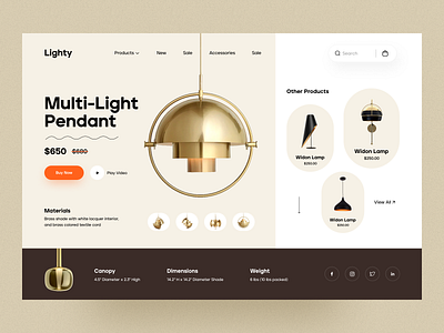 Light product Web Header. design dribbble2022 e commerce e commerce design e shop header light minimal minimalist online store orix product product design sajon store trend ui web app website website design