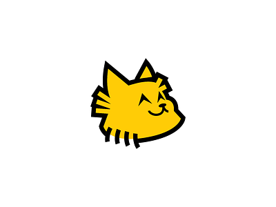 Cat animal branding cat clean cute feline geometry happy icon japanese kitten linework logo mark pet simple yellow