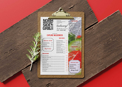 Grill Side Poster Tabloid Menu Design design illustration psd mockup