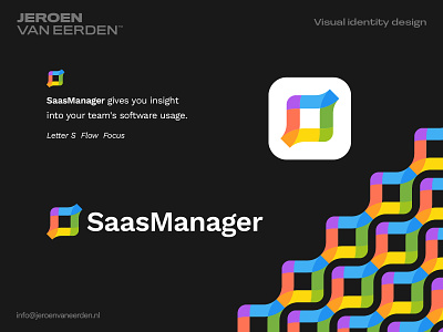 SaasManager - Logo Design brand identity design branding color overlay creative logo design logo management manager modern logo pattern s saas service software tool visual identity design
