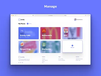 Scanly.app - Free contactless digital menus management app branding cafe covid design menu qr qrcode restaurant scanly ui ux web