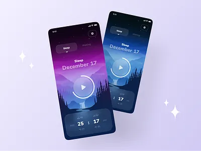 Meditate & Sleep Mobile App ✨🌙 app bedtime meditate mobile night relax sleep sleep app sleeping ui ux