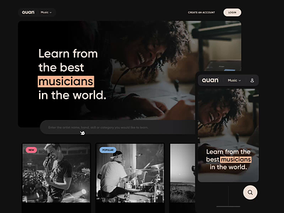 QUAN - Video Education Platform animation app branding design education iphone music platform ui web